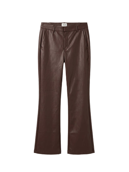 Faux Leather Flared Trousers