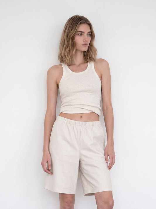 Leather Bermuda shorts