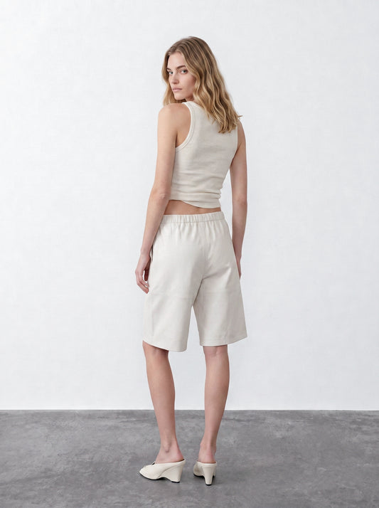 Leather Bermuda shorts