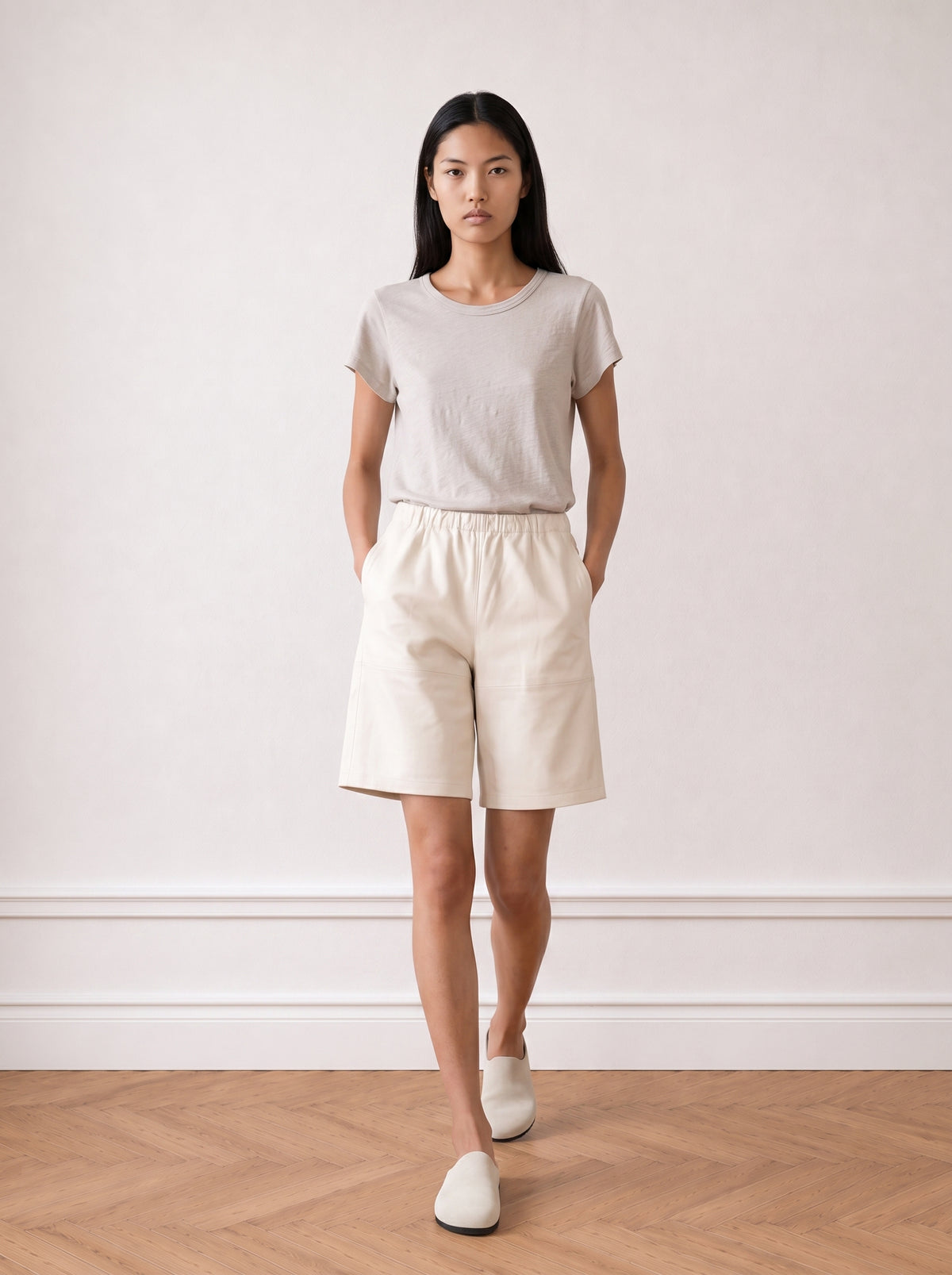 Leather Bermuda shorts