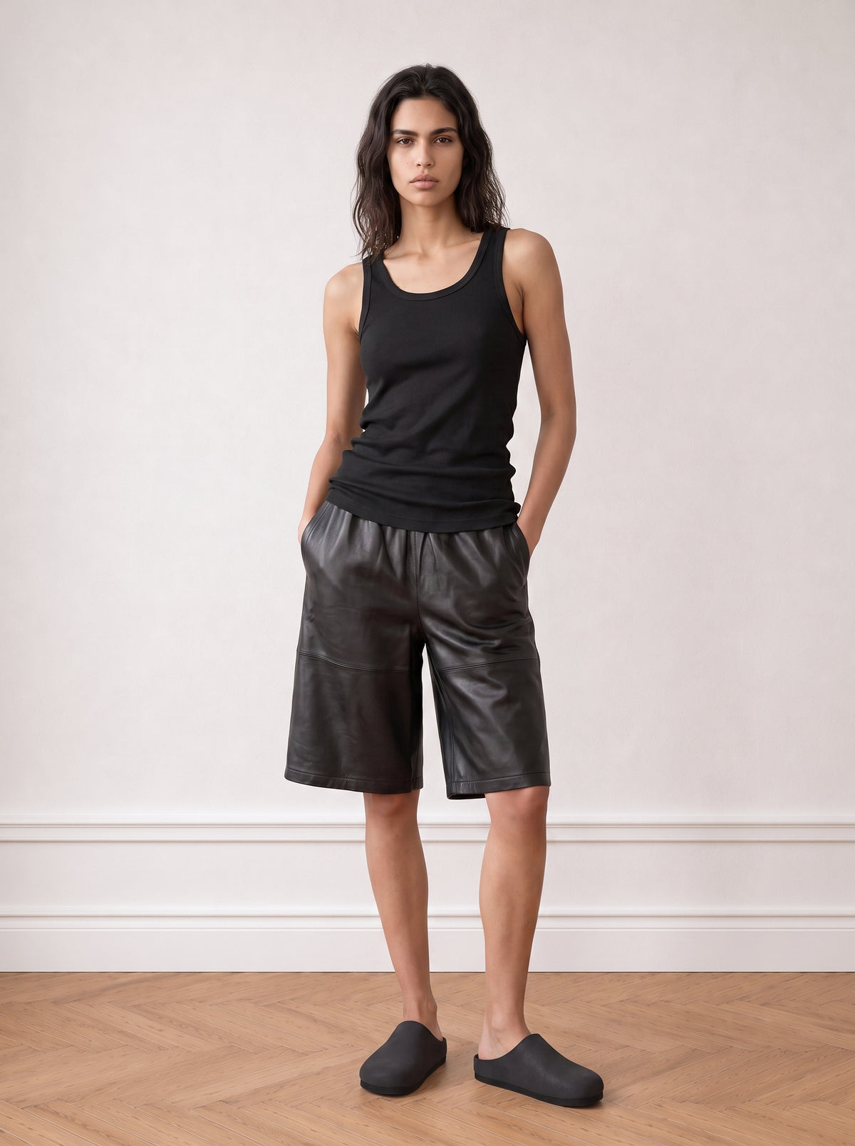 Leather Bermuda shorts