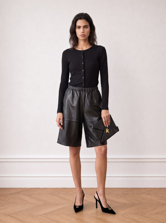Leather Bermuda shorts