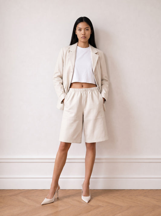 Leather Bermuda shorts