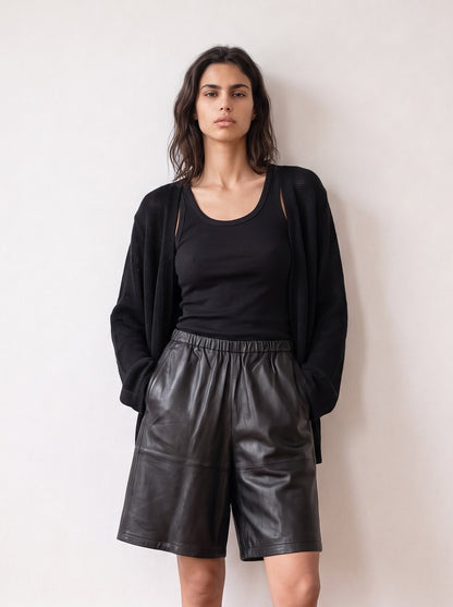 Leather Bermuda shorts