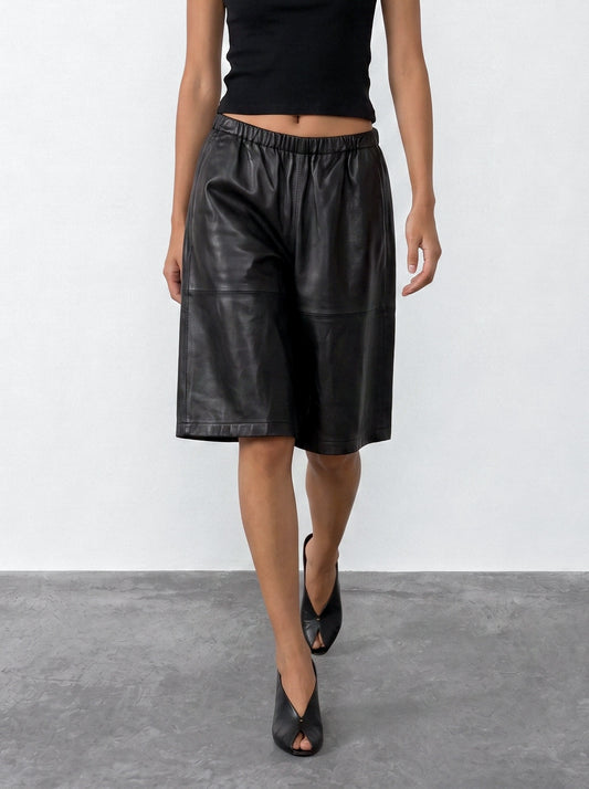Leather Bermuda shorts