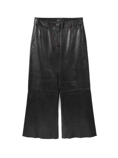 Tailored wide-leg leather trousers
