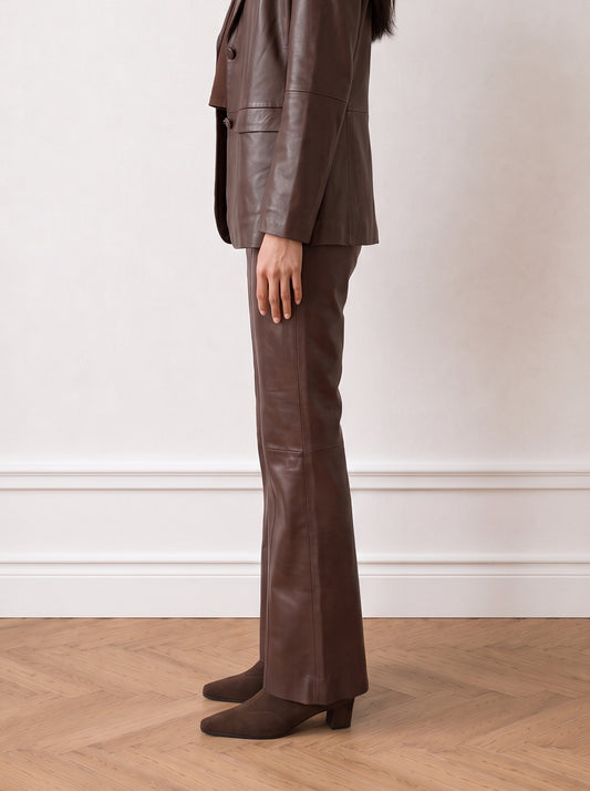 Tailored wide-leg leather trousers