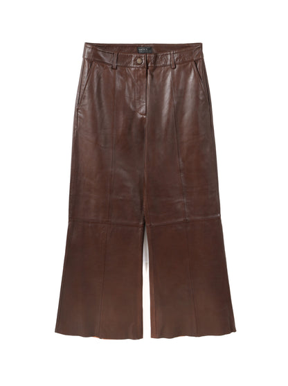 Tailored wide-leg leather trousers