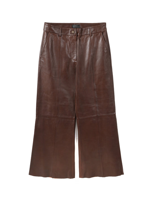 Tailored wide-leg leather trousers