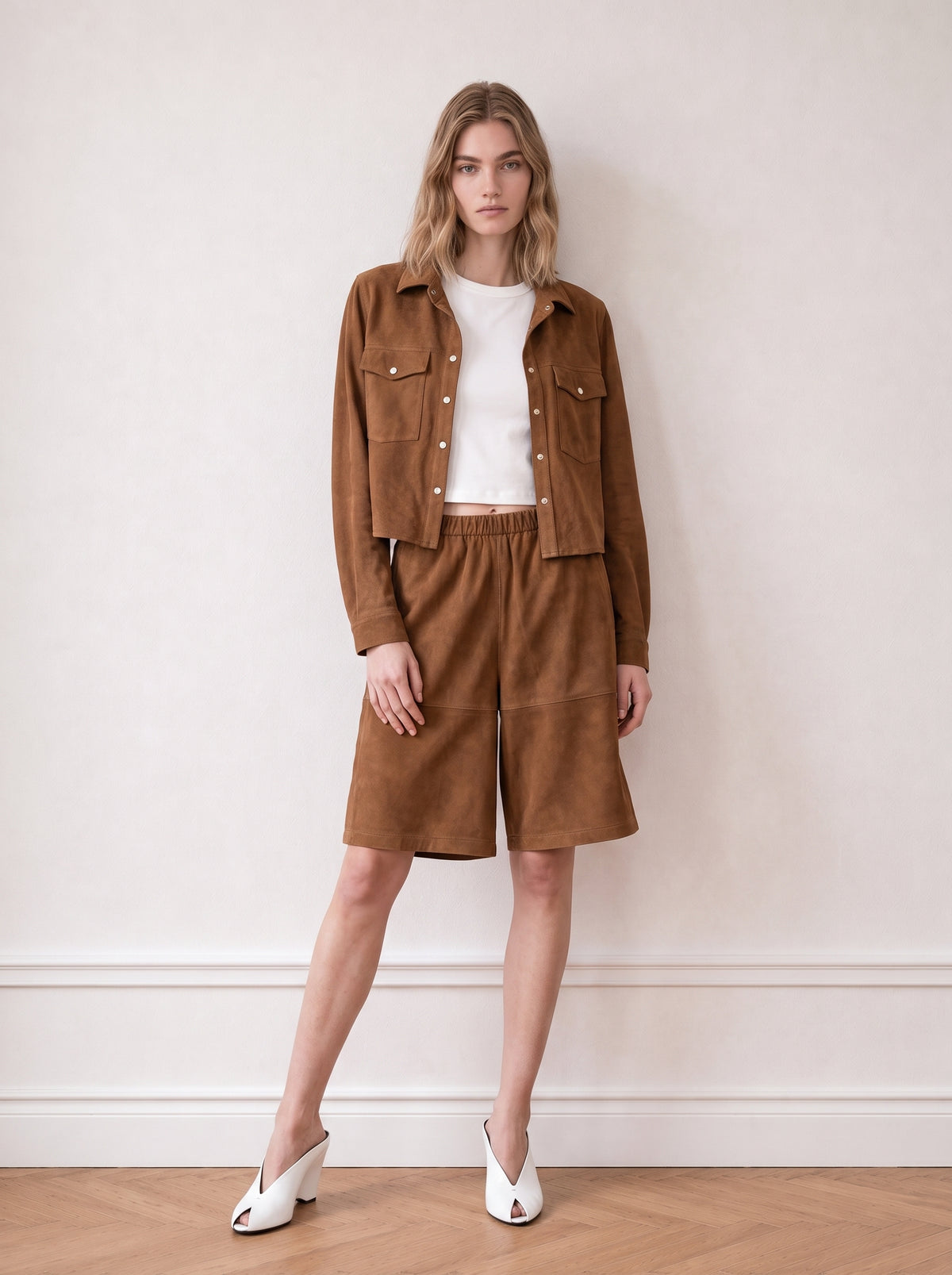 Suede Bermuda shorts
