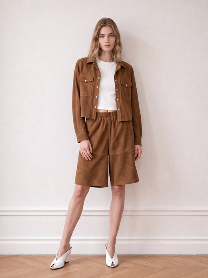 Suede Bermuda shorts