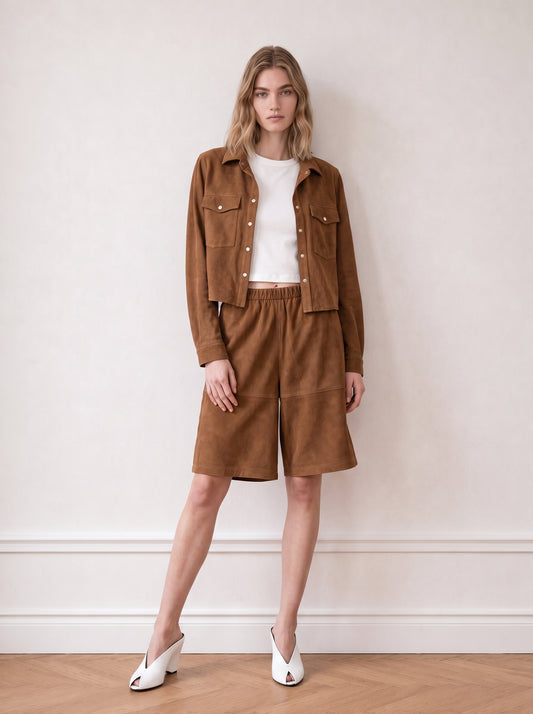 Suede Bermuda shorts
