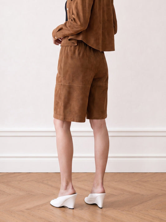 Suede Bermuda shorts
