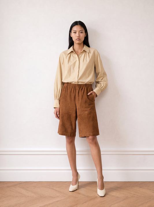 Suede Bermuda shorts