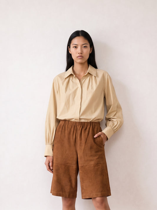 Suede Bermuda shorts