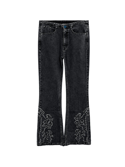 Embroidered Wide-leg Jeans