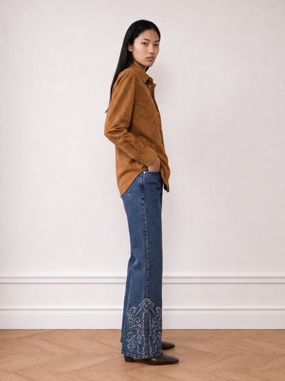 Embroidered Wide-leg Jeans