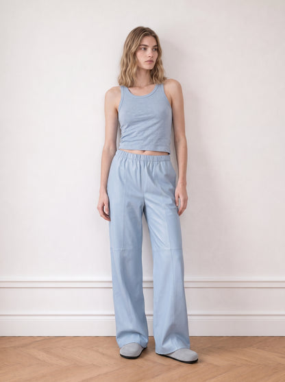 Wide-leg leather trousers