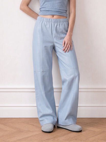 Wide-leg leather trousers