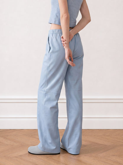 Wide-leg leather trousers