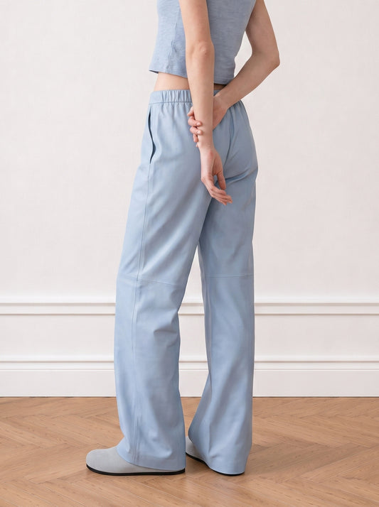Wide-leg leather trousers