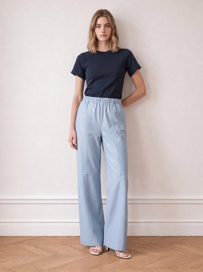 Wide-leg leather trousers