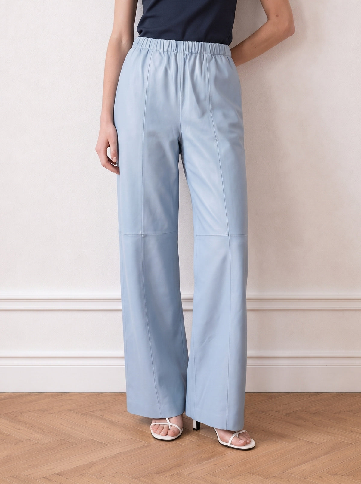 Wide-leg leather trousers