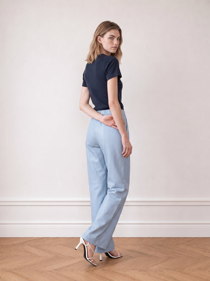 Wide-leg leather trousers