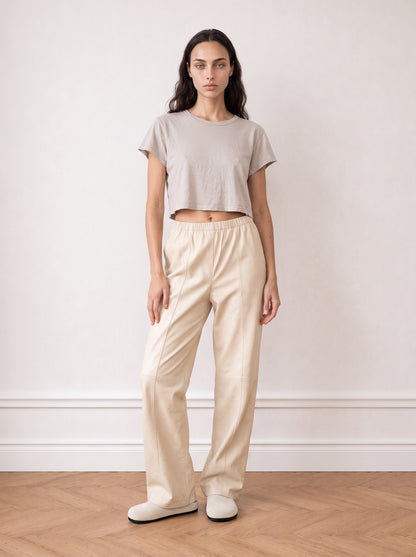 Wide-leg leather trousers
