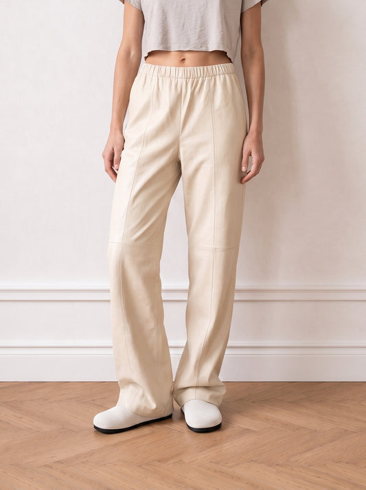 Wide-leg leather trousers
