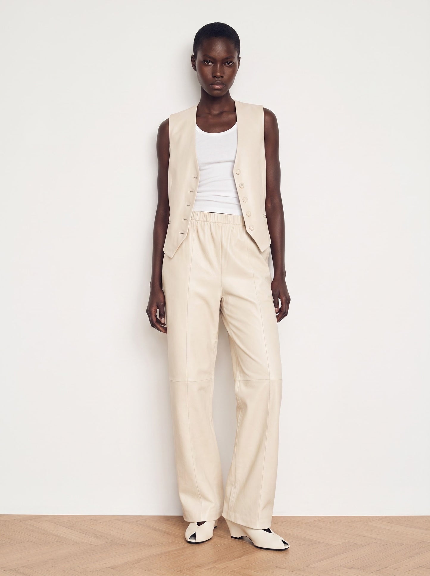 Wide-leg leather pants