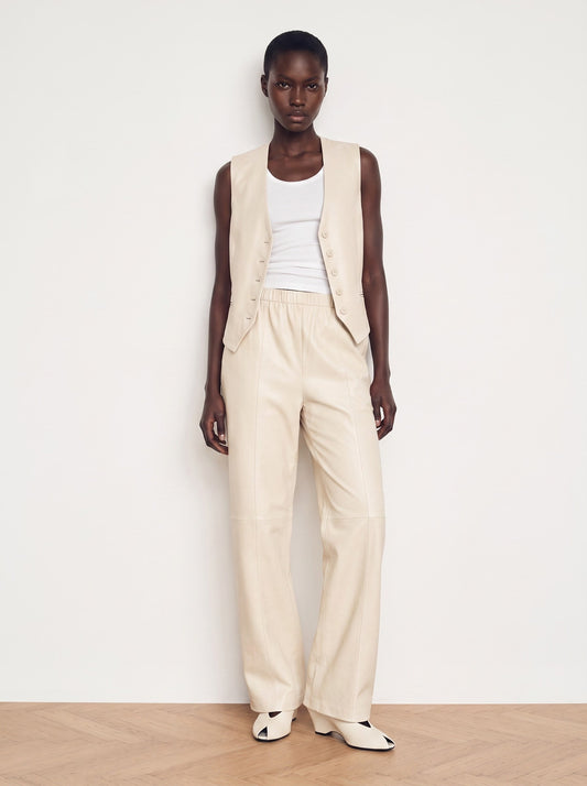 Wide-leg leather pants