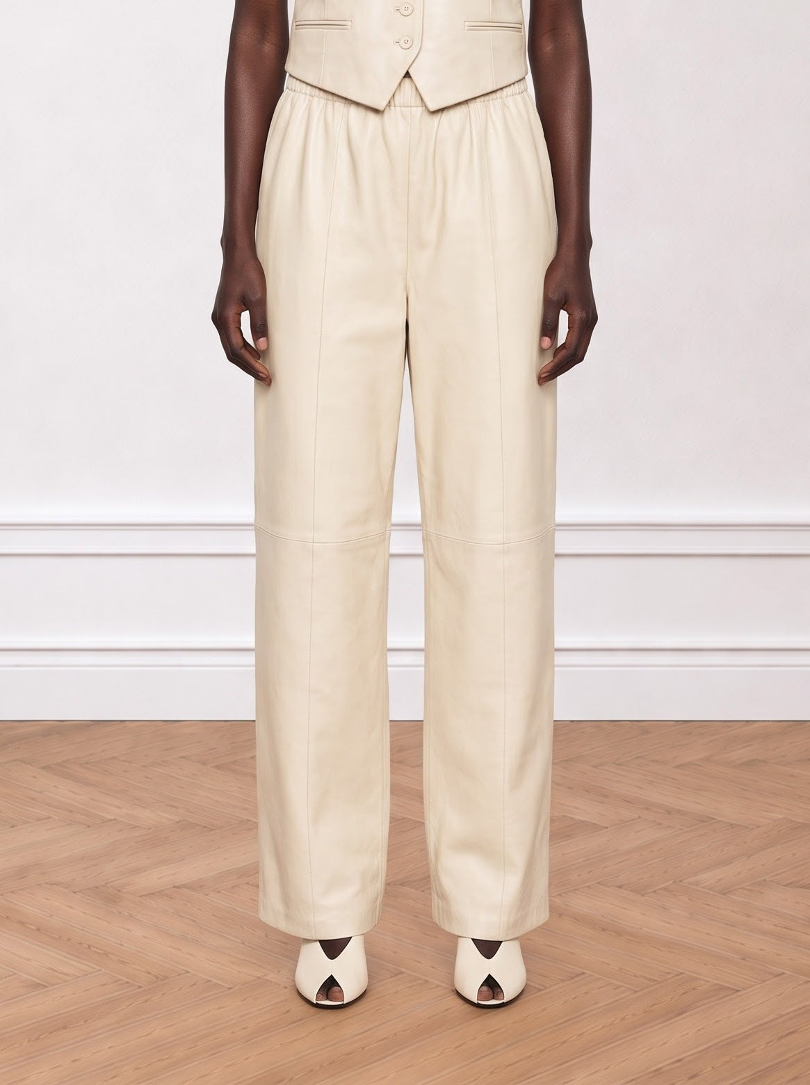 Wide-leg leather pants