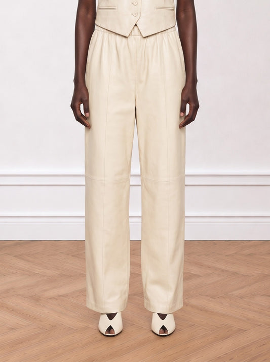Wide-leg leather pants