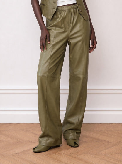 Wide-leg leather pants