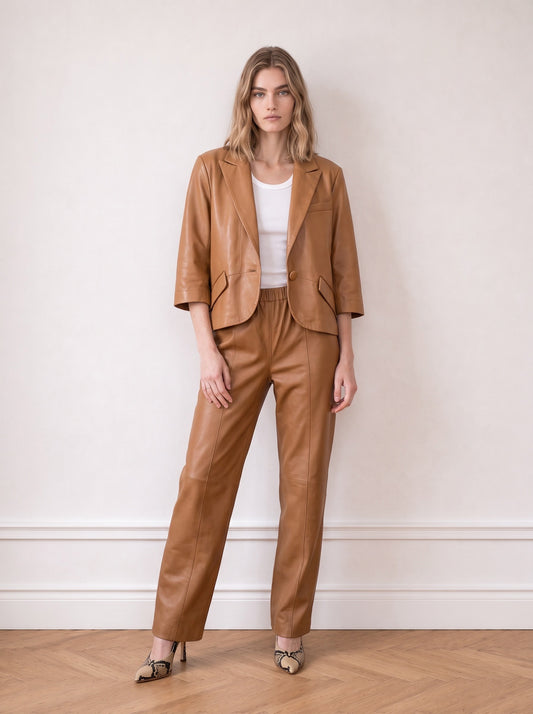 Wide-leg leather pants