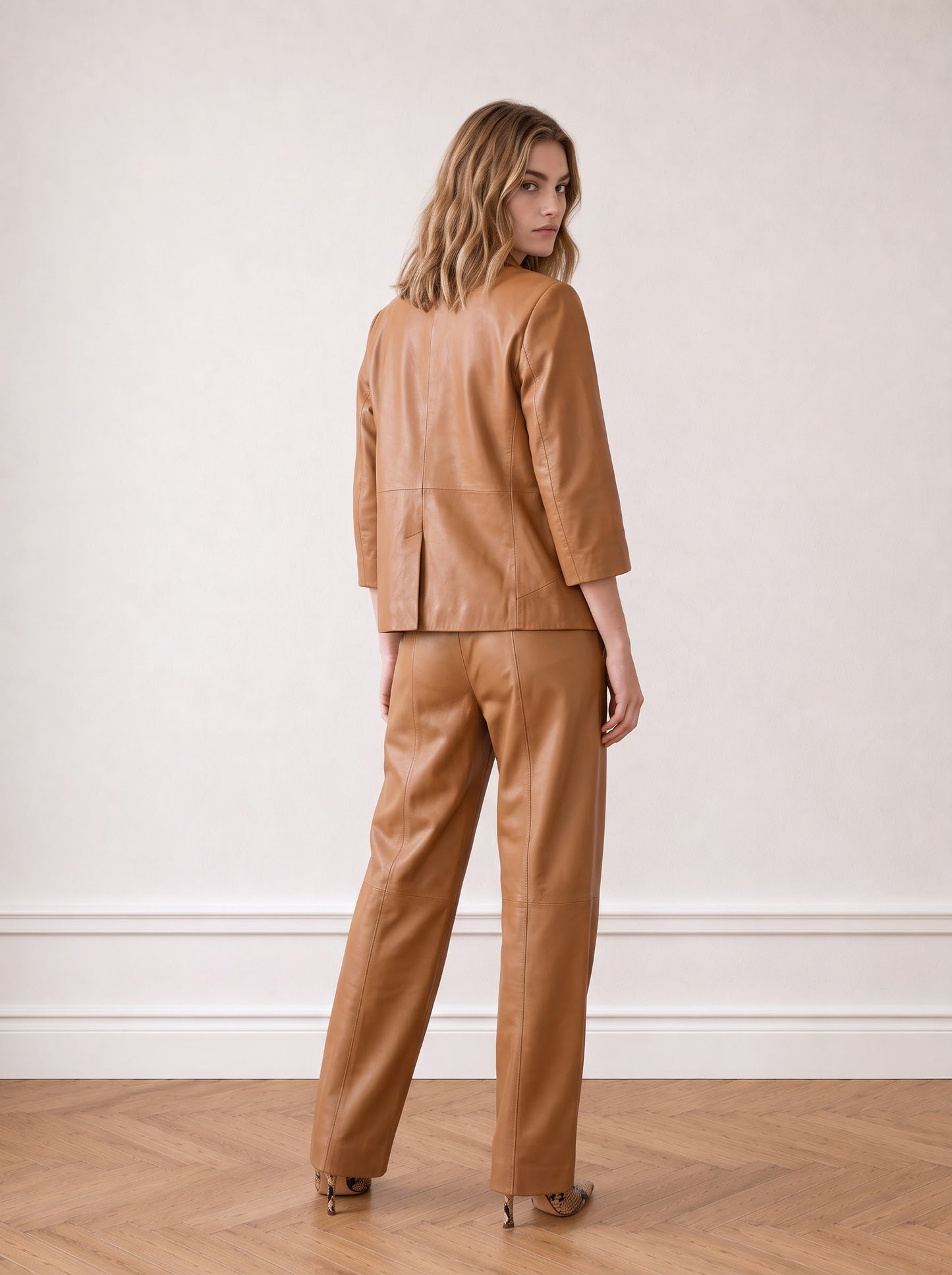 Wide-leg leather pants