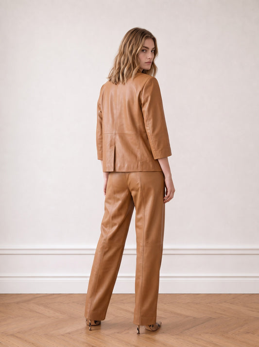 Wide-leg leather pants