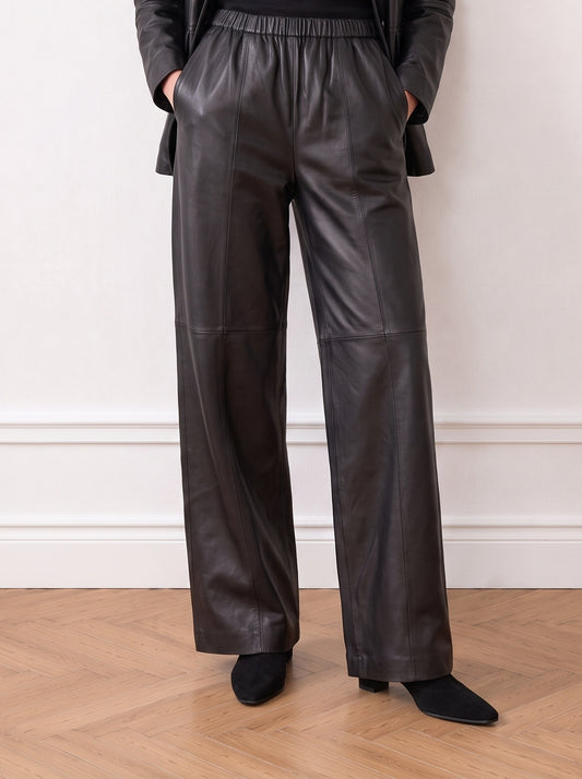 Wide-leg leather trousers