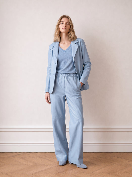 Wide-leg leather trousers