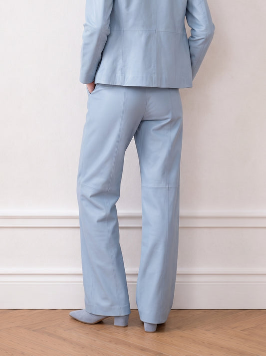 Wide-leg leather trousers