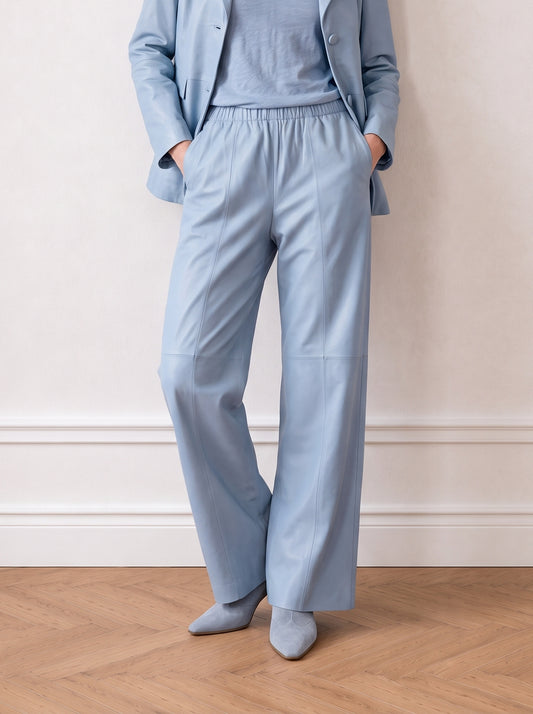 Wide-leg leather trousers