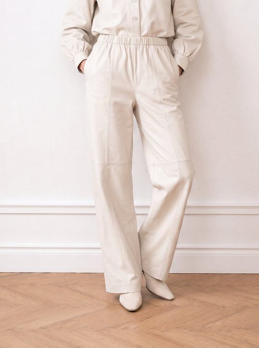 Wide-leg leather trousers
