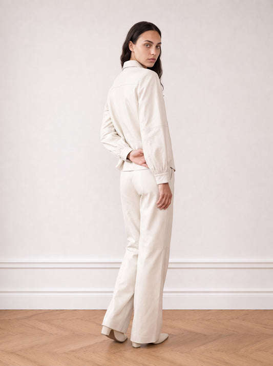 Wide-leg leather trousers