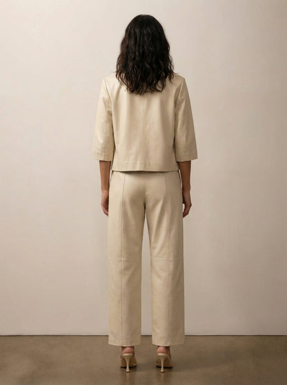 מכנס עור רגל רחבה