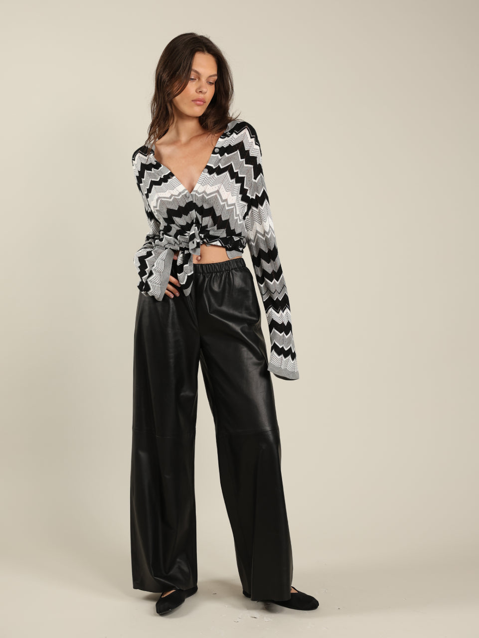 Wide Leg Leather Pant