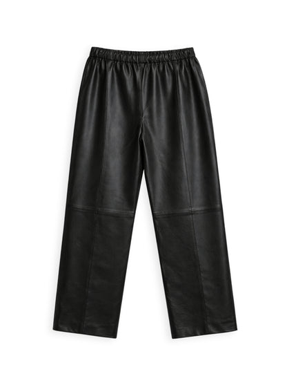 מכנס עור רגל רחבה