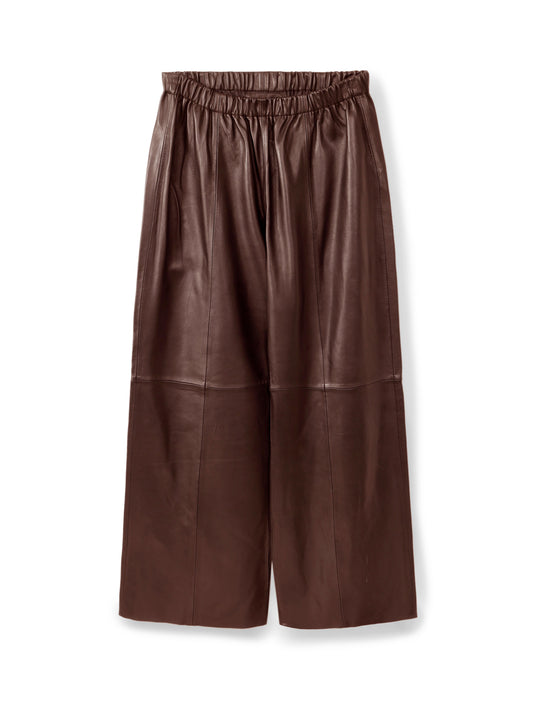 Wide-leg leather trousers
