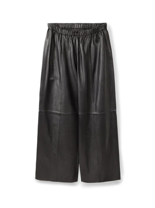 Wide-leg leather trousers