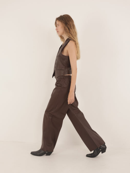 Wide leg Leather pants